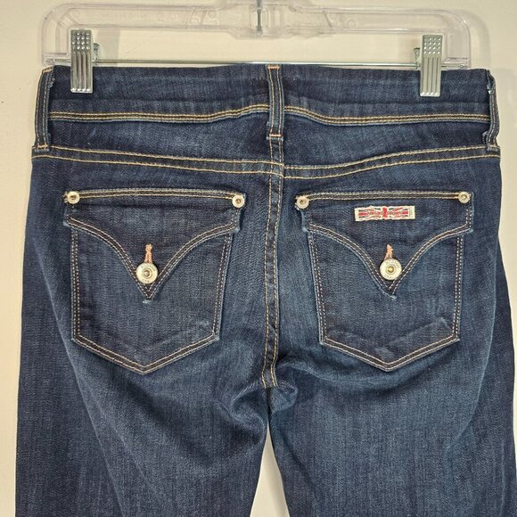 Hudson Ginny Crop Straight With Cuff Dark Wash Low Waist Flap Back Pockets - Picture 8 of 11